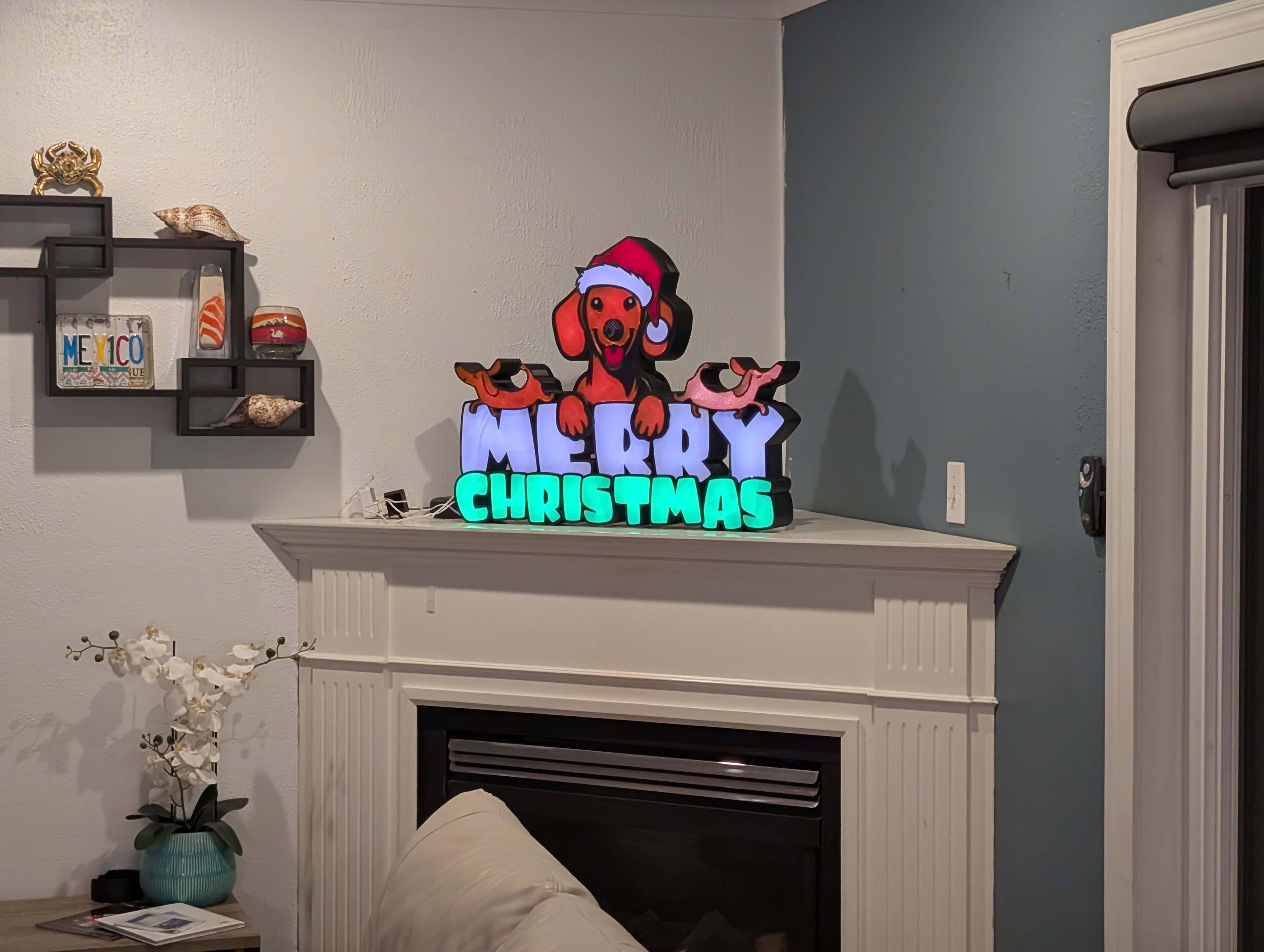 Illuminated Merry Christmas dachshund sign